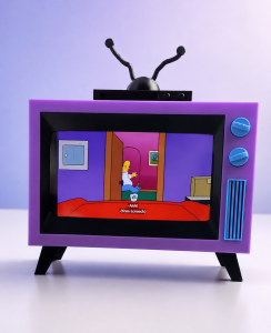 Purple Retro Television Toy 3D Vintage TV Model