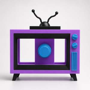 Purple Retro Television Toy 3D Vintage TV Model