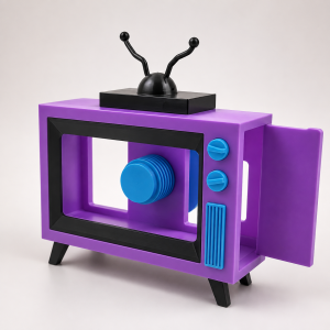 Purple Retro Television Toy 3D Vintage TV Model