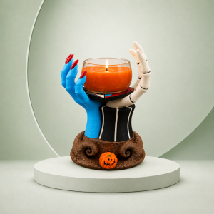 Halloween Spooky Hand Candle Holder Gothic Pumpkin Jar Stand
