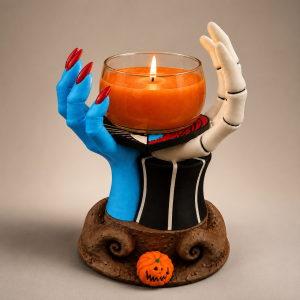 Halloween Spooky Hand Candle Holder Gothic Pumpkin Jar Stand