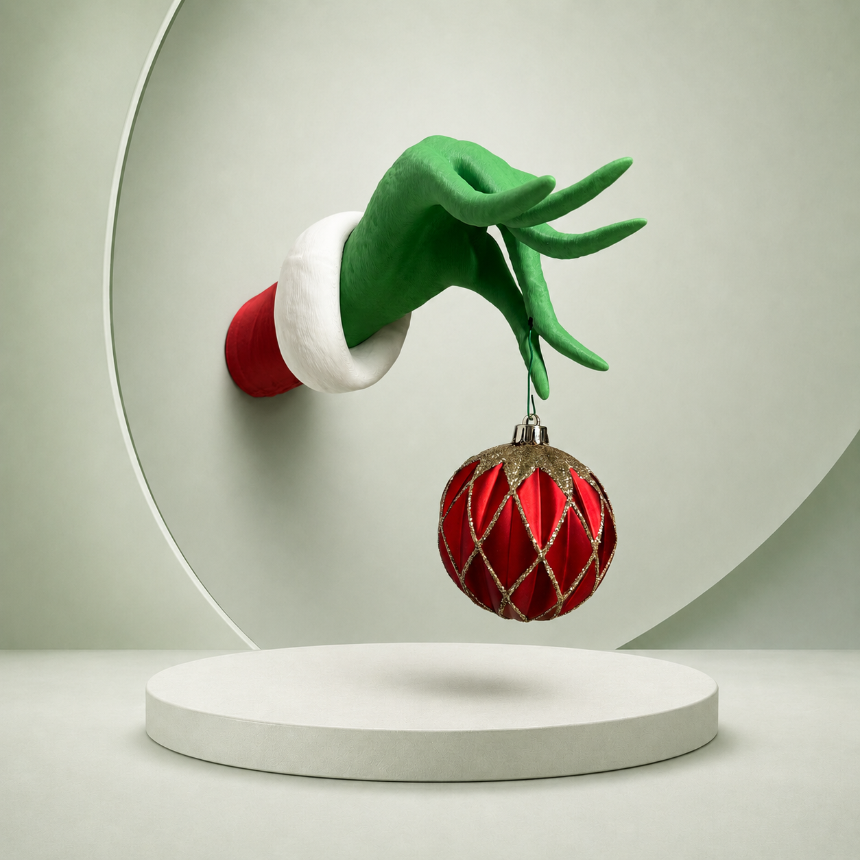 Grinch Green Hand Christmas Ornament Hanging Holiday Wall Decor