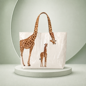 Cute Giraffe Handle Graphic Canvas Tote Bag