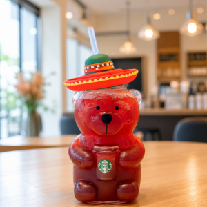 Starbucks Bear Glass Cup Cute Drinkware Straw Bottle Coffee Mug