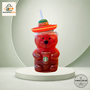 Starbucks Bear Glass Cup Cute Drinkware Straw Bottle Coffee Mug