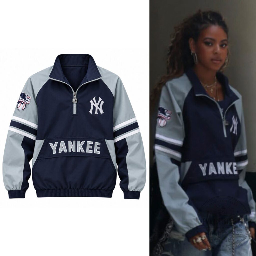 Blue Ivy Carter New York Yankees Quarter Zip Windbreaker Jacket
