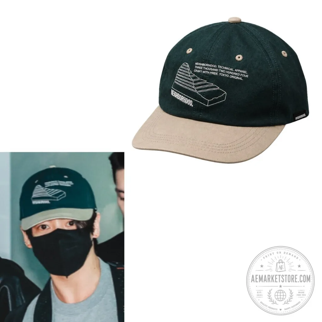 BTS Jungkook Neighborhood Graphic Baseball Cap Green