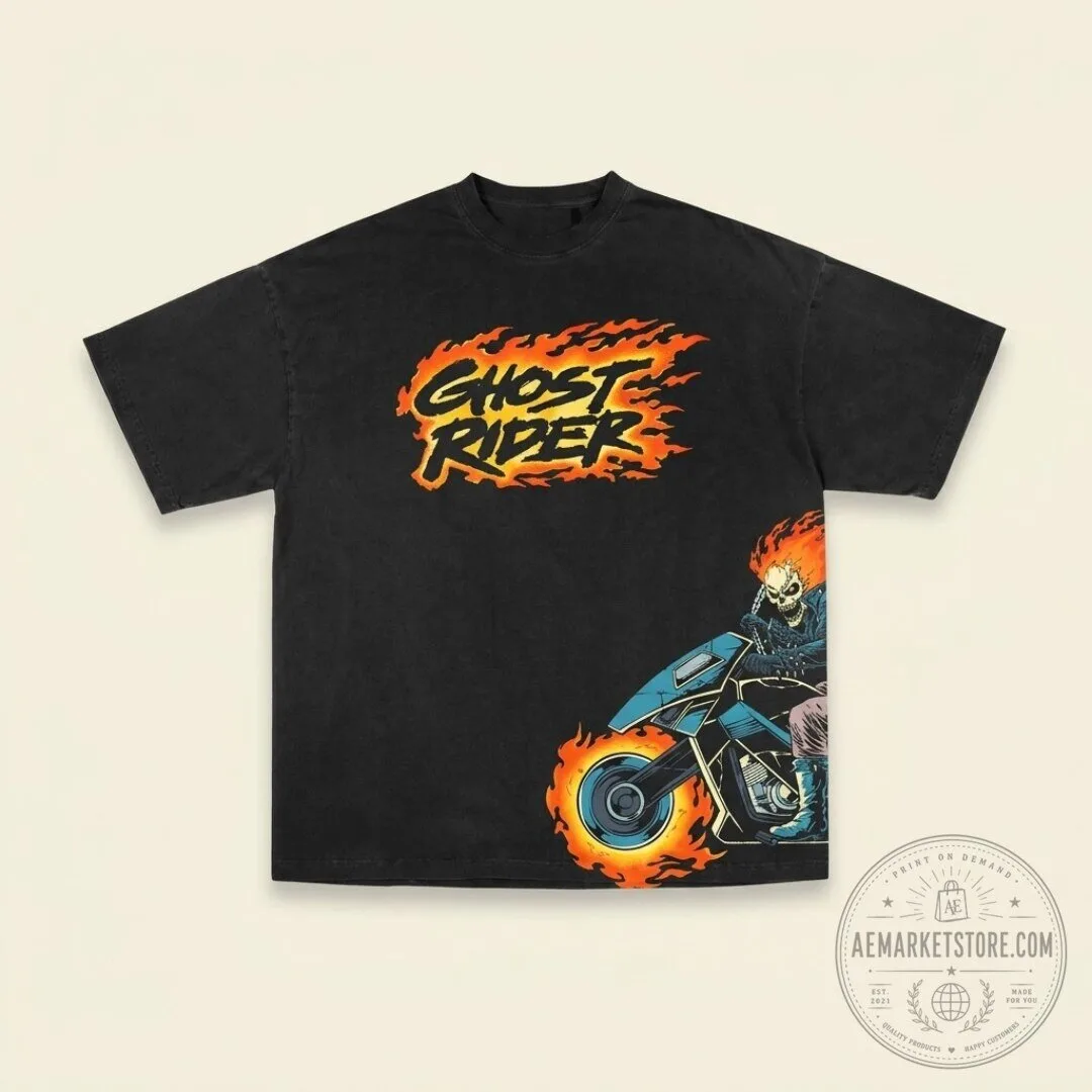 Halloween Ghost Rider Black T Shirt
