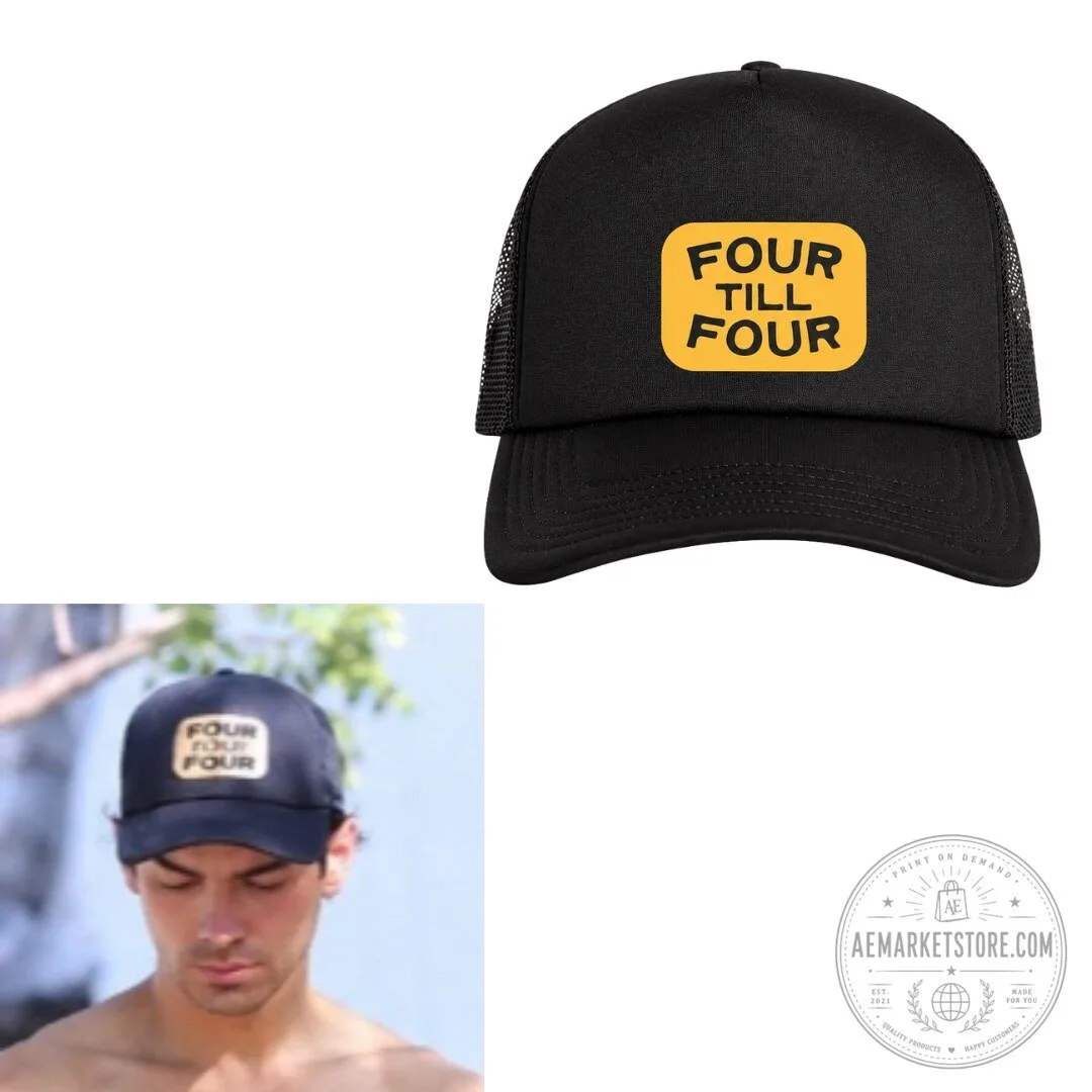 Joe Jonas Four Till Four Hat Vintage Black Trucker Cap 4 Joe Jonas Four Till Four Hat Vintage Black Trucker Cap