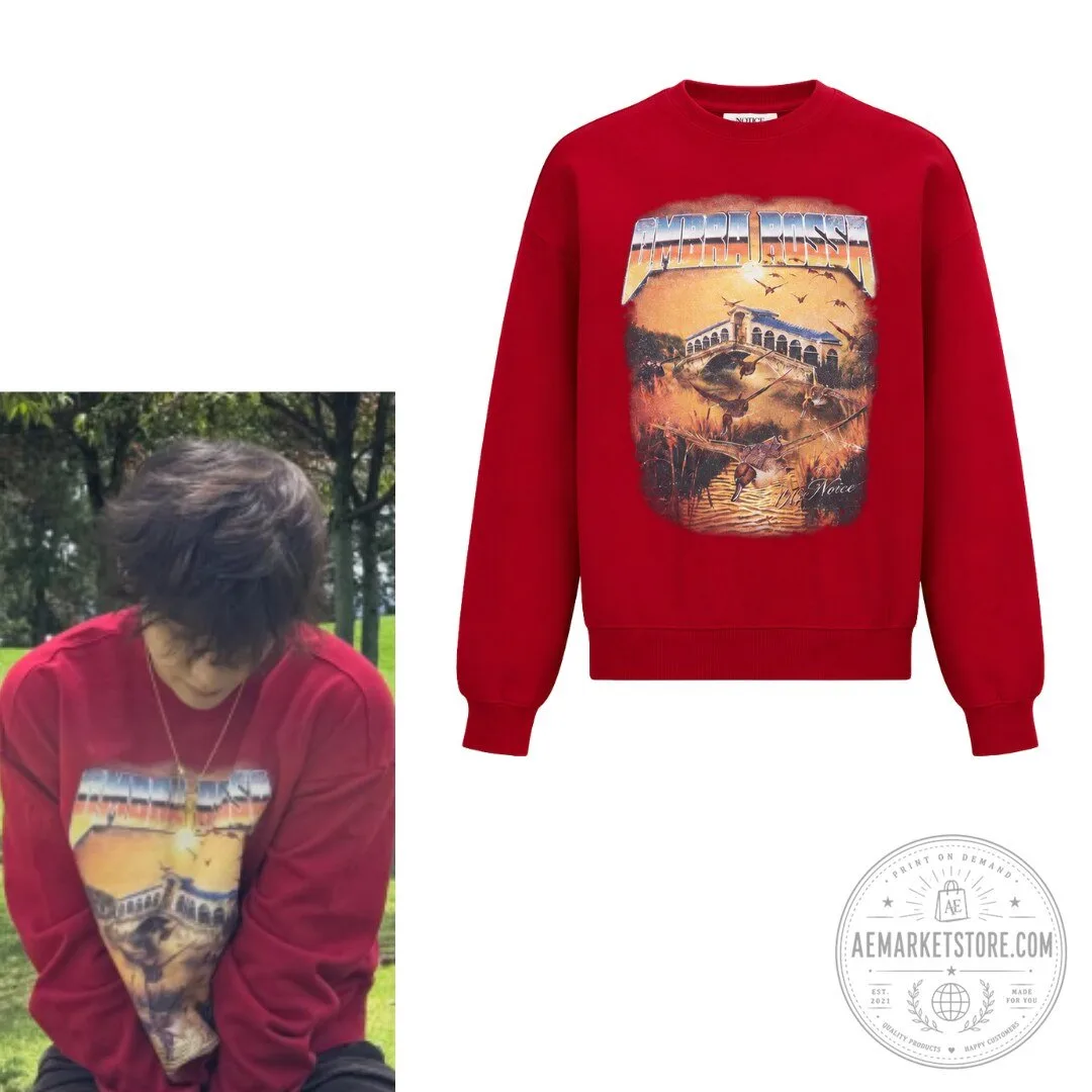 BTS V OMBRA ROSSA Sweatshirt Red Vintage Graphic Print Pullover Top 5 BTS V OMBRA ROSSA Sweatshirt Red Vintage Graphic Print Pullover Top