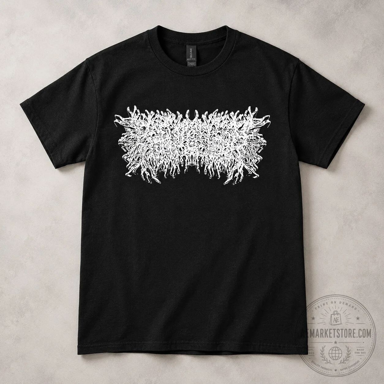 PeelingFlesh White Chrome Logo Death Metal Band Tour Merch Black T Shirt 8 PeelingFlesh White Chrome Logo Death Metal Band Tour Merch Black T Shirt