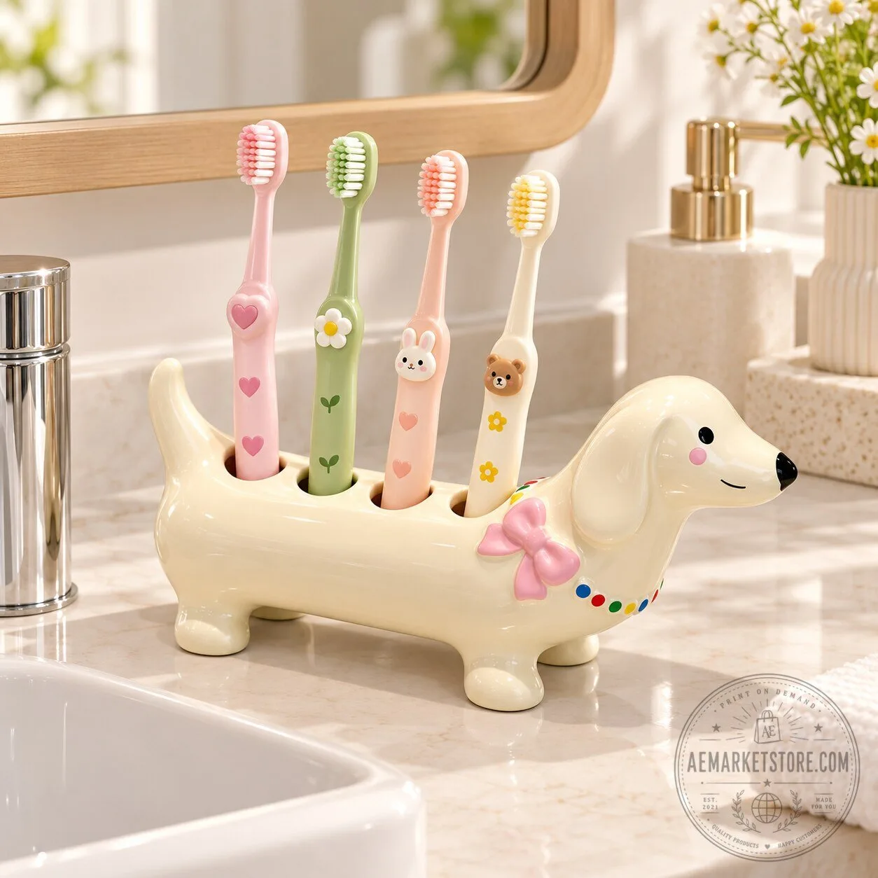 Dachshund Dog Ceramic Toothbrush Holder