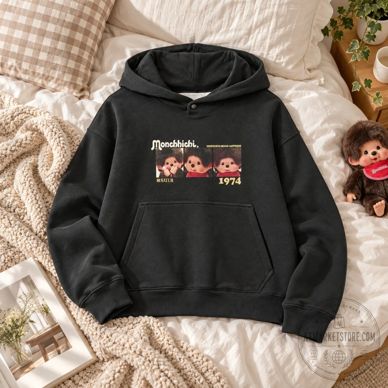 SATUR x Monchhichi 1974 Black Hoodie