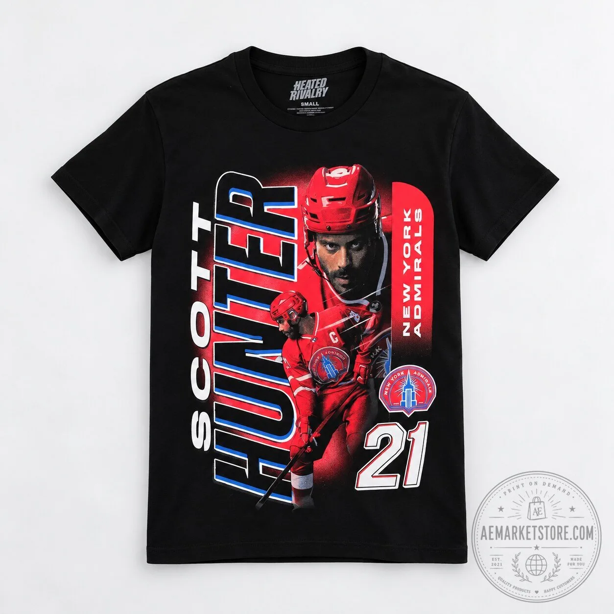 Scott Hunter Heated Rivalry New York Admirals 21 Hockey T Shirt