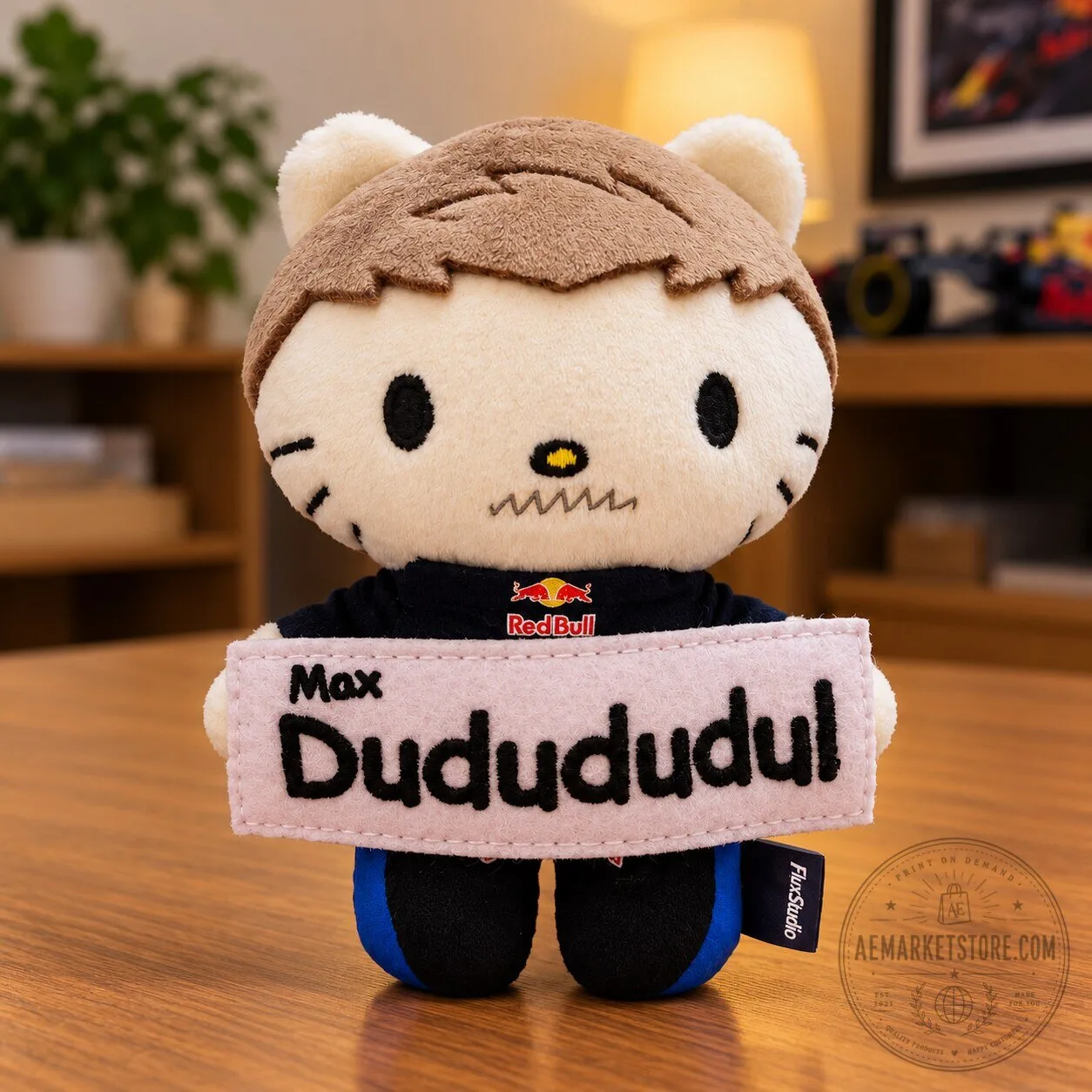 Max Verstappen Hello Kitty Plush Toy Cute F1 Red Bull Racing Stuffed Doll