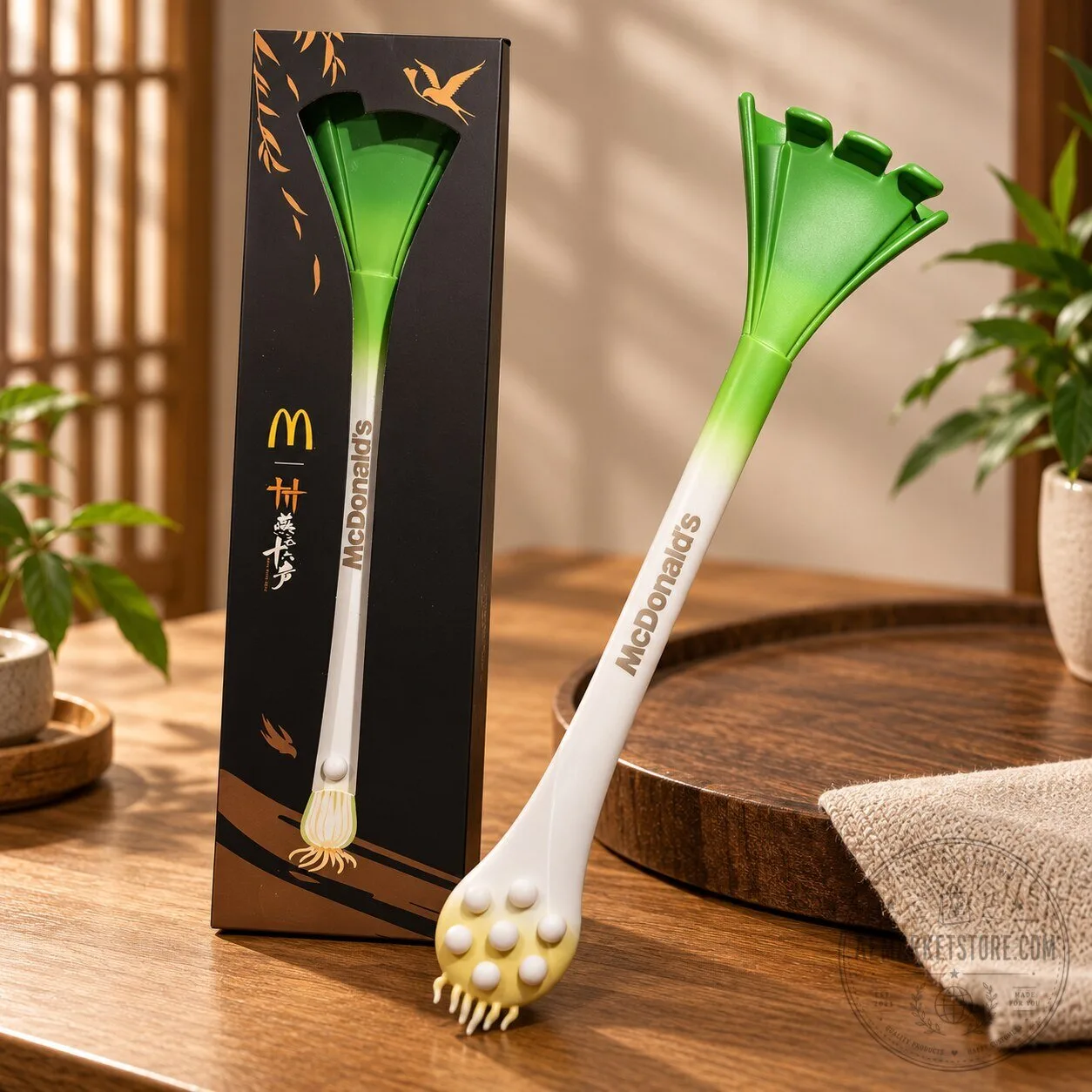 McDonalds Leek Back Scratcher Massager Stick Funny Green Scallion
