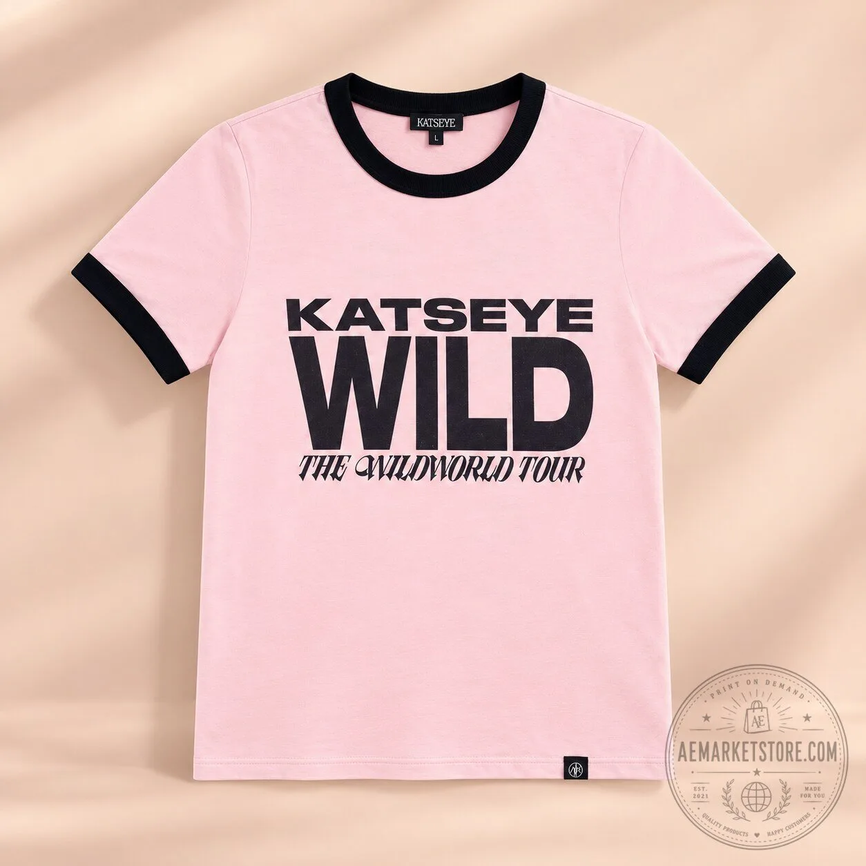 KATSEYE WILDWORLD Pink Ringer T-Shirt