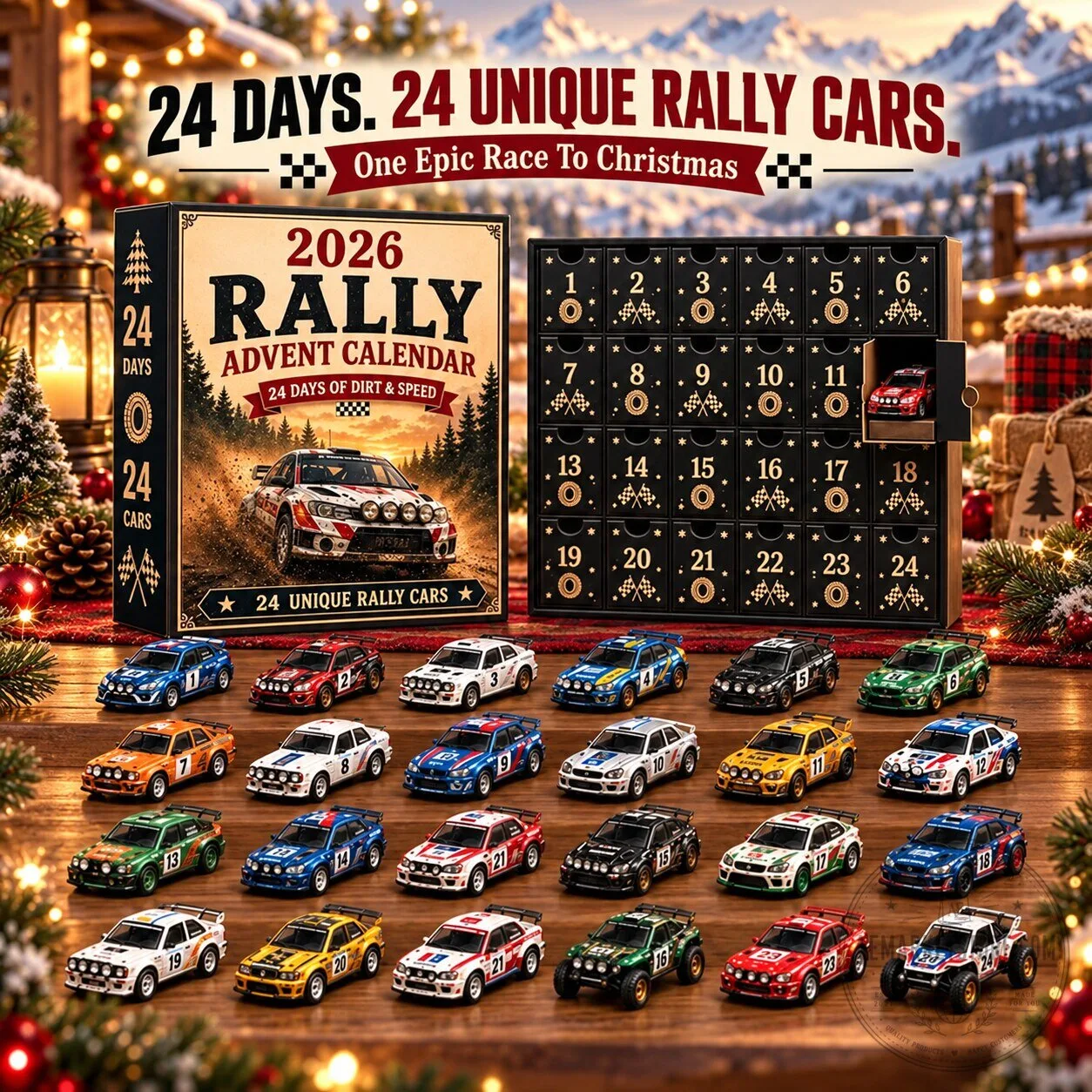 2026 Rally Car Advent Calendar 24 Days Christmas