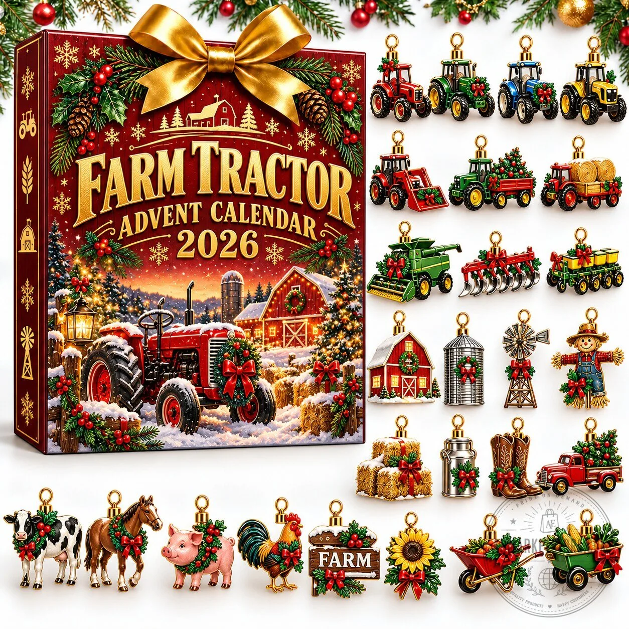 Farm Tractor Advent Calendar 2026 24 Days Farm Animals Vehicle Christmas