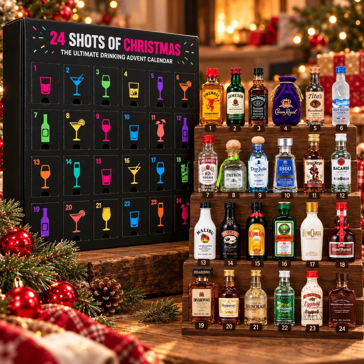 24 Shots Of Christmas Advent Calendar Adult Liquor Countdown Holiday