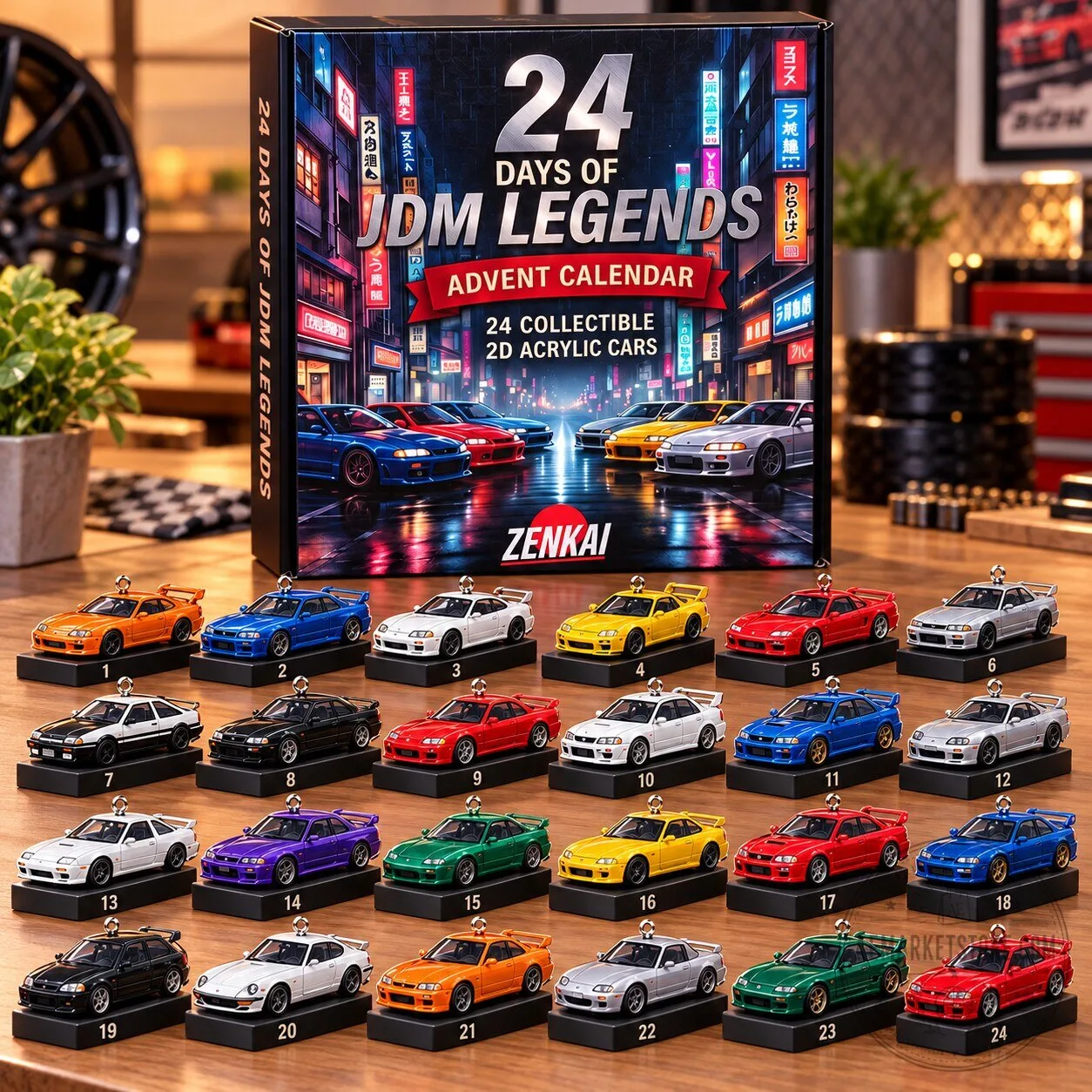 JDM Legends Advent Calendar Zenkai 2D Acrylic Cars Christmas Countdown