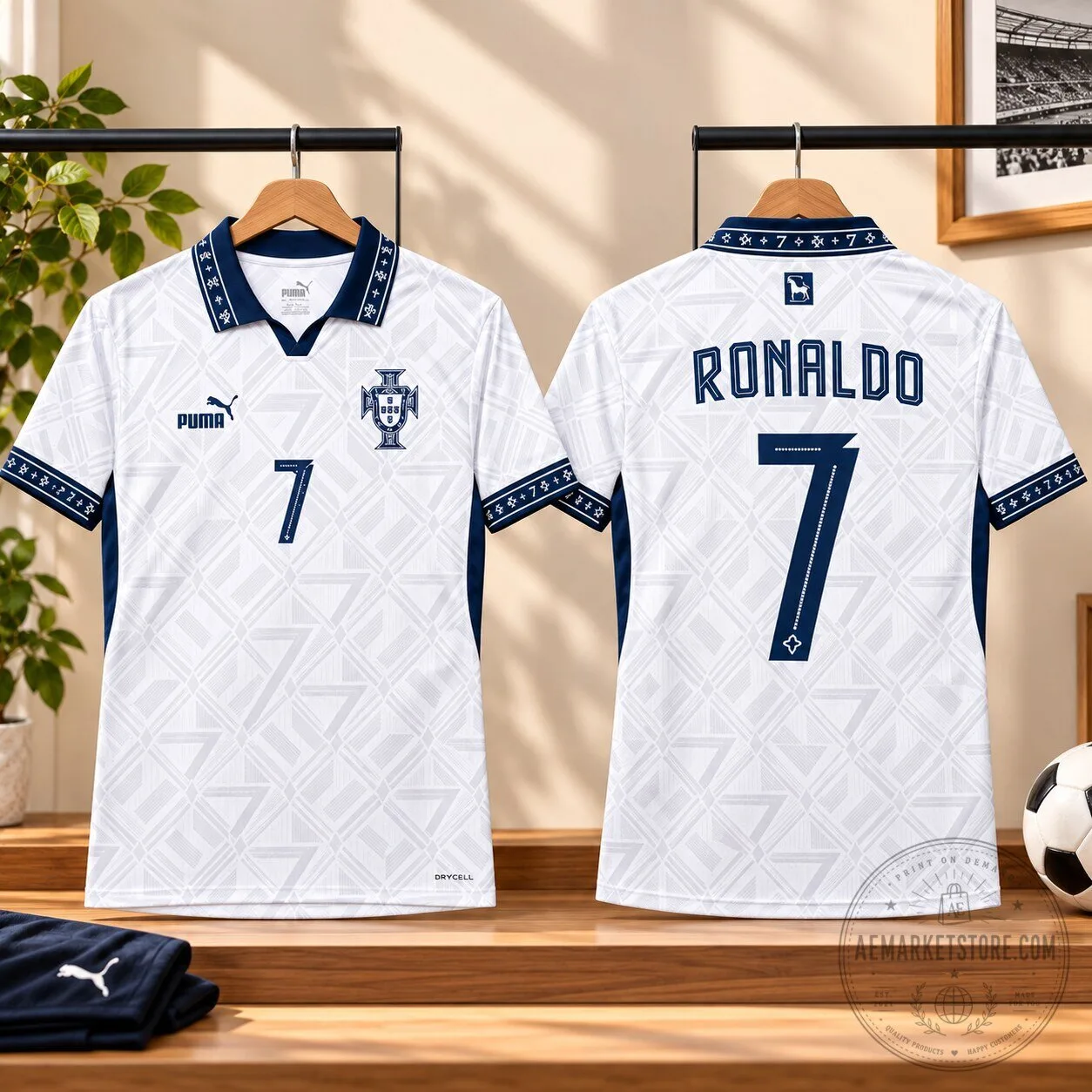 Puma Portugal Away White Polo Jersey Cristiano Ronaldo 7