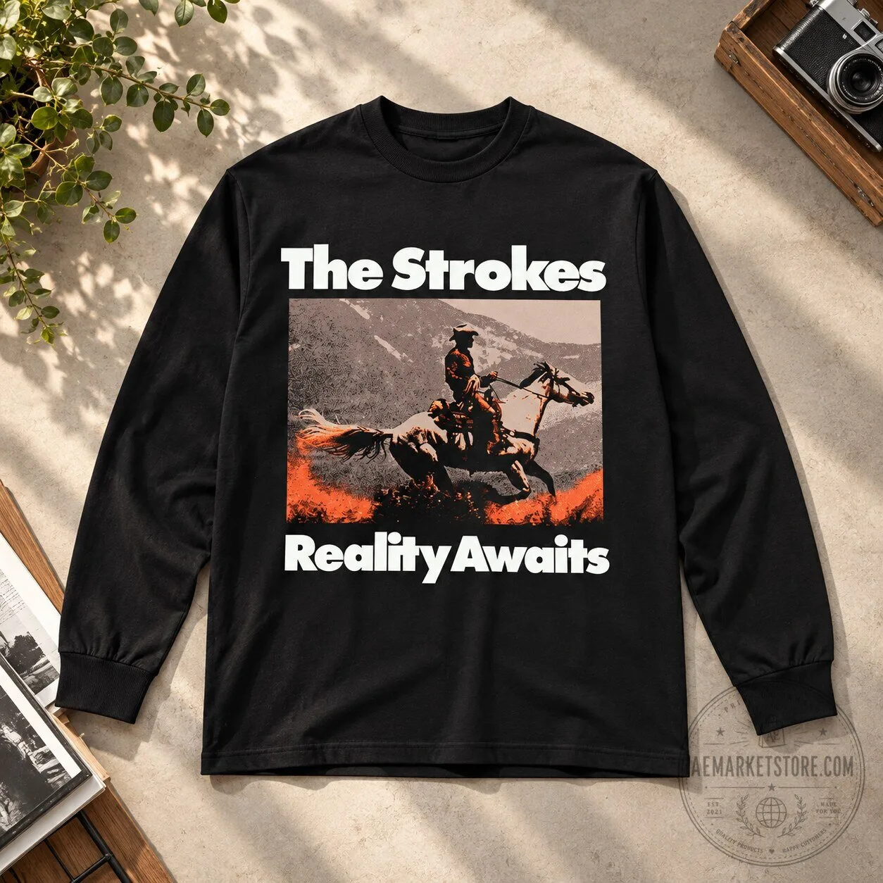 The Strokes Reality Awaits Cowboy Graphic Long Sleeve Shirt