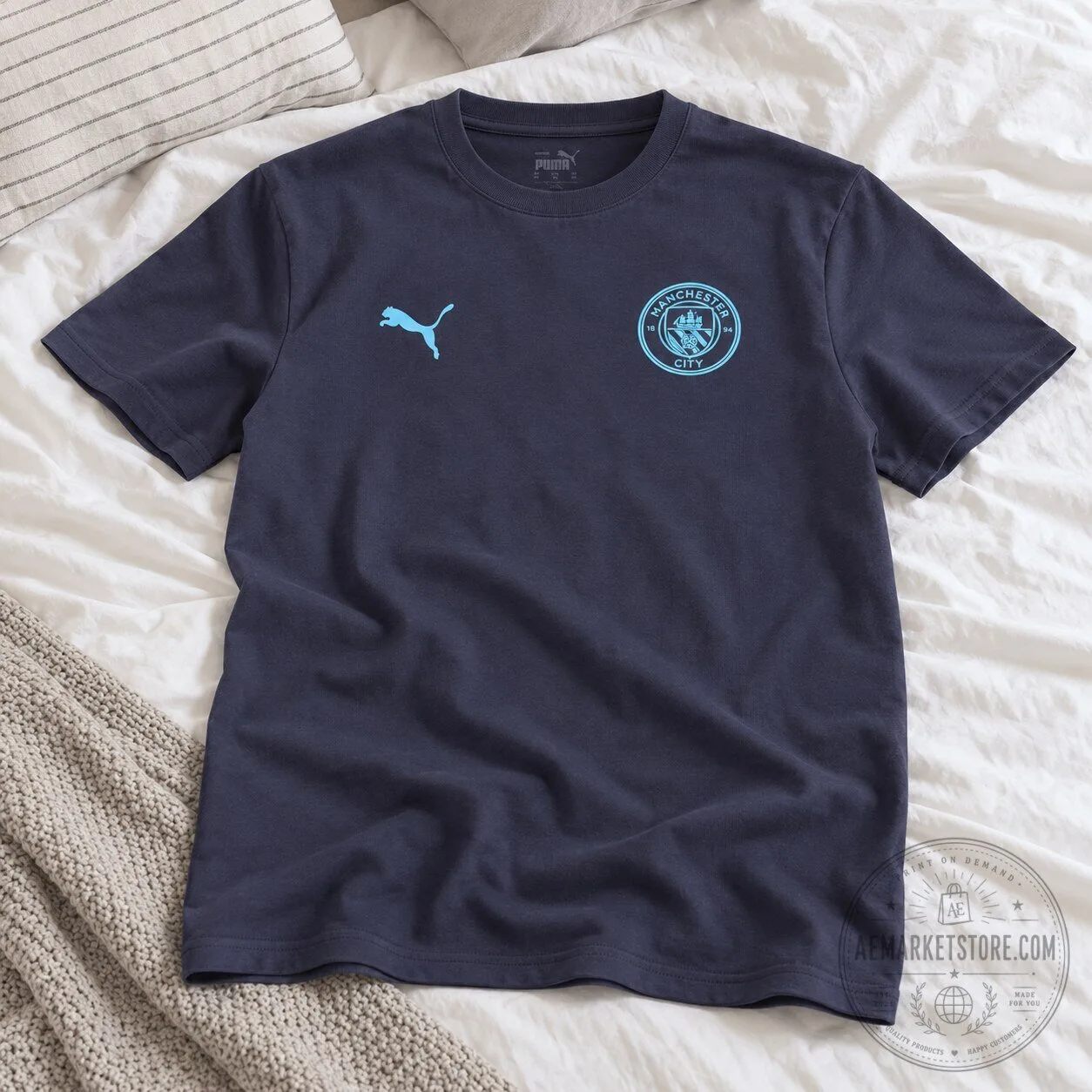 Erling Haaland Manchester City Puma Navy Blue T Shirt 8 Erling Haaland Manchester City Puma Navy Blue T Shirt