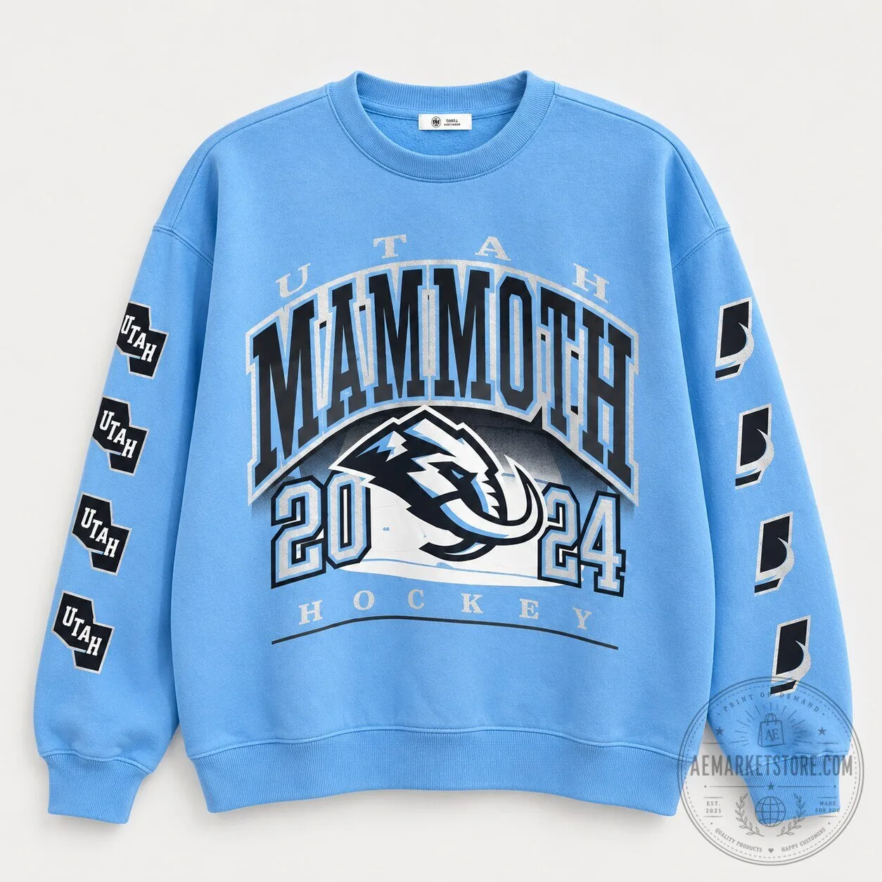 Utah Mammoth Hockey 2024 Light Blue Sweatshirt