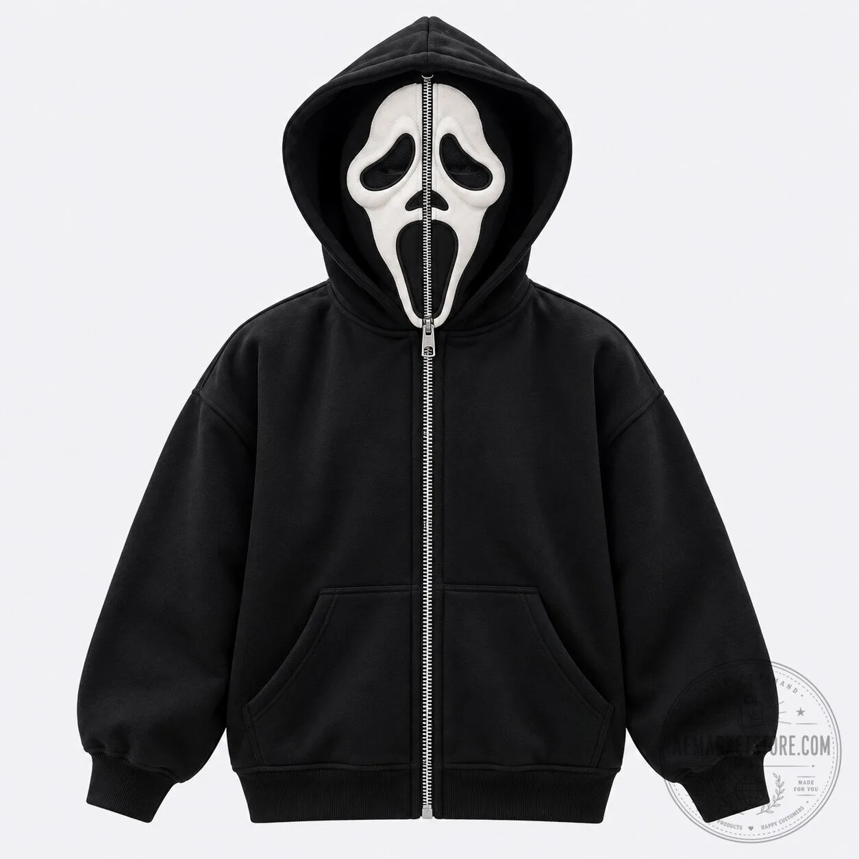 Scream Ghostface Full Zip Hoodie Halloween Costume Mask Jacket