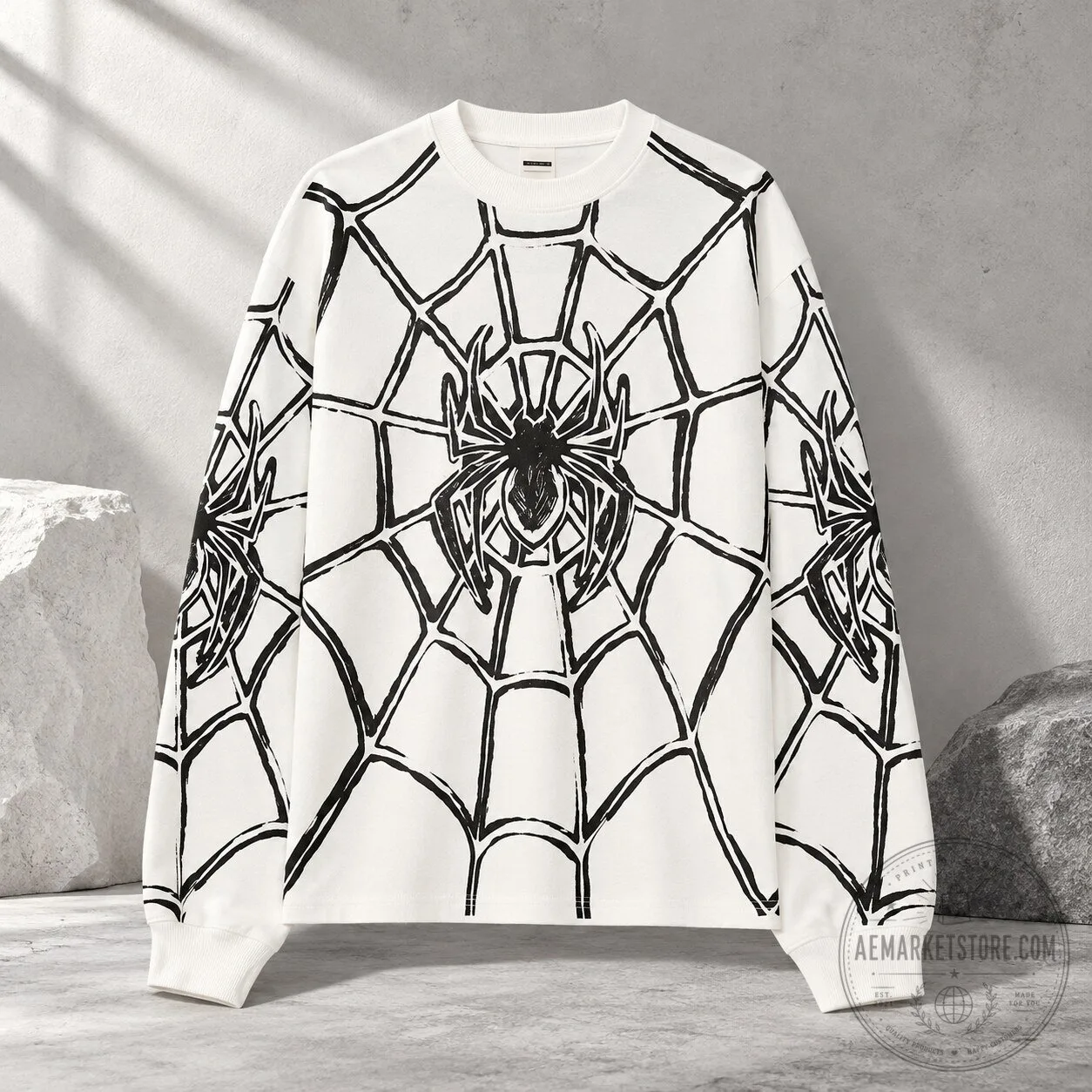 Spiderman x Bershka Spider Web White Sweatshirt