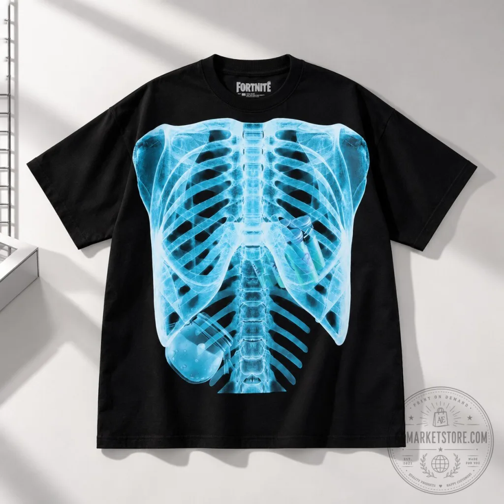 Yeat x Fortnite Shield Potion X Ray Black T Shirt