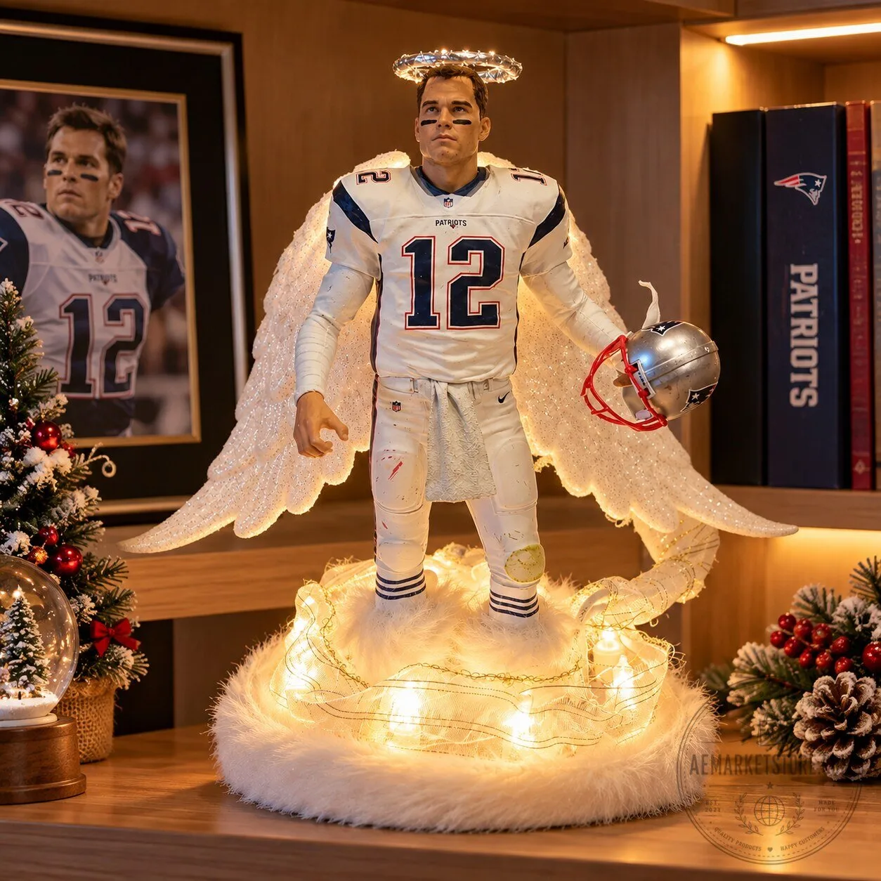 Tom Brady Angel Christmas Tree Topper Lighted NFL Figure Decor 6 Tom Brady Angel Christmas Tree Topper Lighted NFL Figure Decor