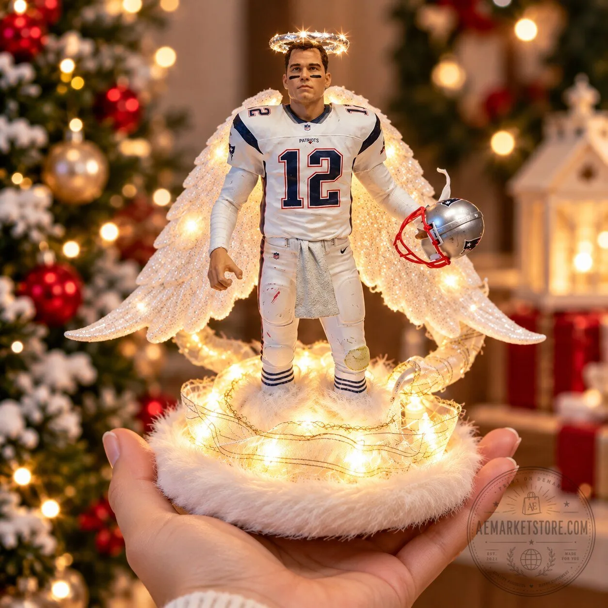 Tom Brady Angel Christmas Tree Topper Lighted NFL Figure Decor 7 Tom Brady Angel Christmas Tree Topper Lighted NFL Figure Decor