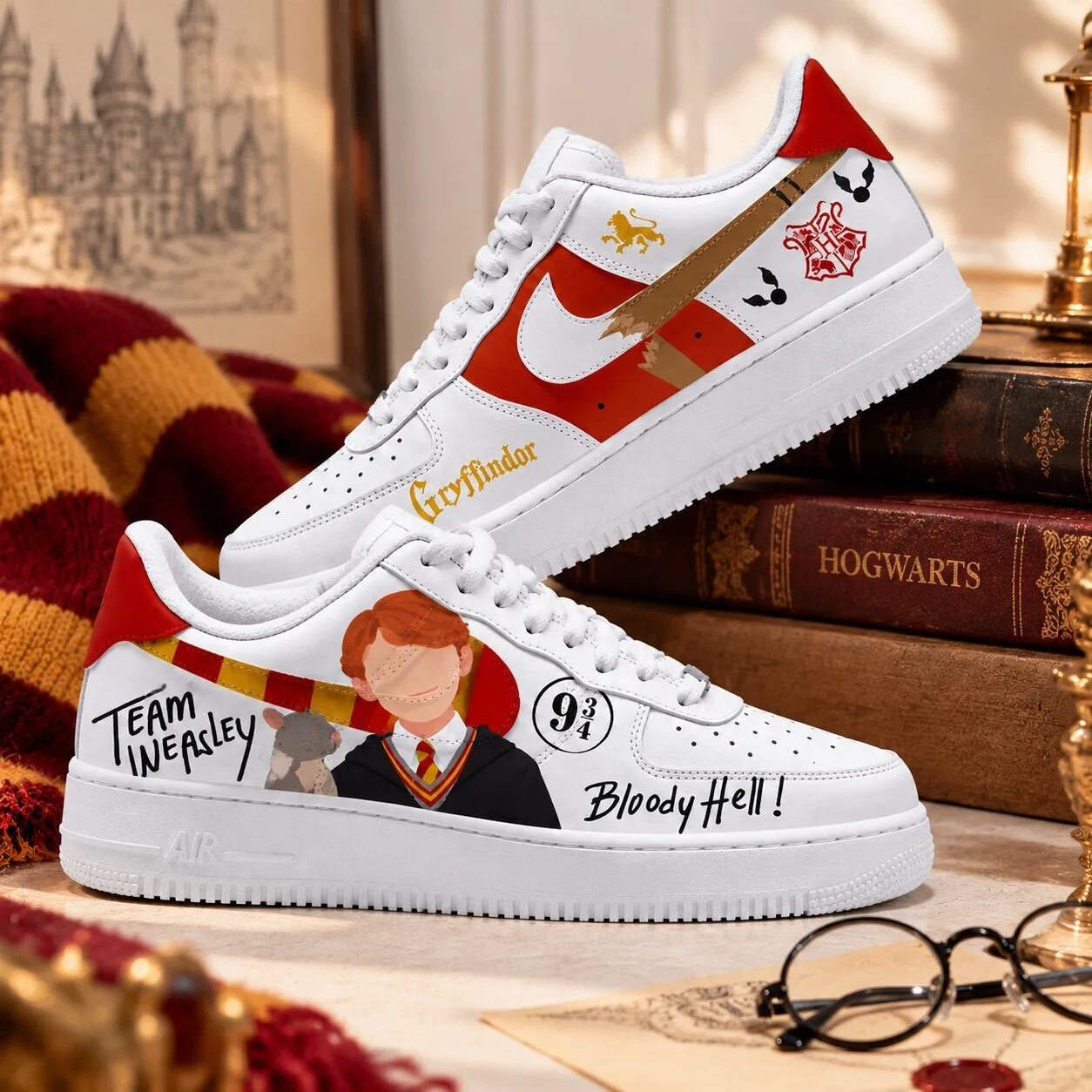 Harry Potter Ron Weasley Gryffindor Custom Air Force 1 Sneakers Hand Painted Shoes Gift 8 Harry Potter Ron Weasley Gryffindor Custom Air Force 1 Sneakers Hand Painted Shoes Gift
