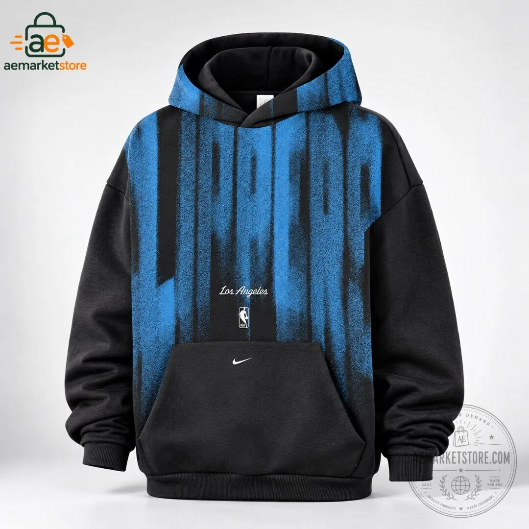 Nike LA Clippers Standard Issue Men Blue Black Fleece Hoodie 3 Nike LA Clippers Standard Issue Men Blue Black Fleece Hoodie