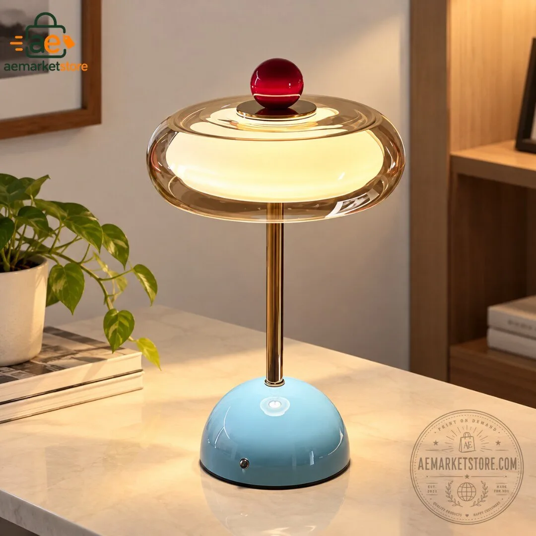 Modern Mushroom Table Lamp Vintage Amber LED Desk Light 3 Modern Mushroom Table Lamp Vintage Amber LED Desk Light
