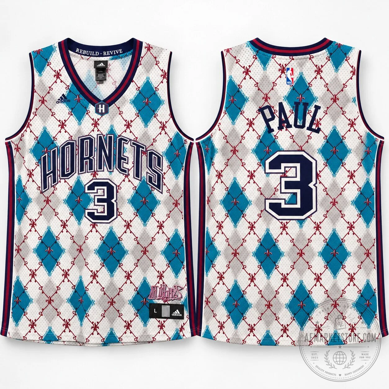 Chris Paul Adidas Charlotte Hornets 3 Argyle Basketball Jersey