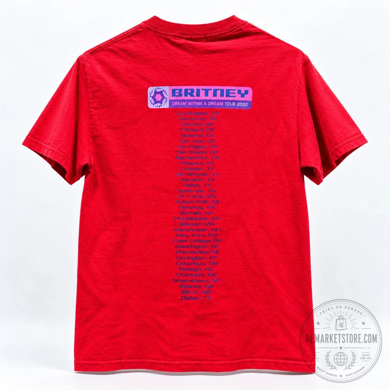 2002 Britney Spears Dream Within A Dream Tour Red T Shirt 8 2002 Britney Spears Dream Within A Dream Tour Red T Shirt