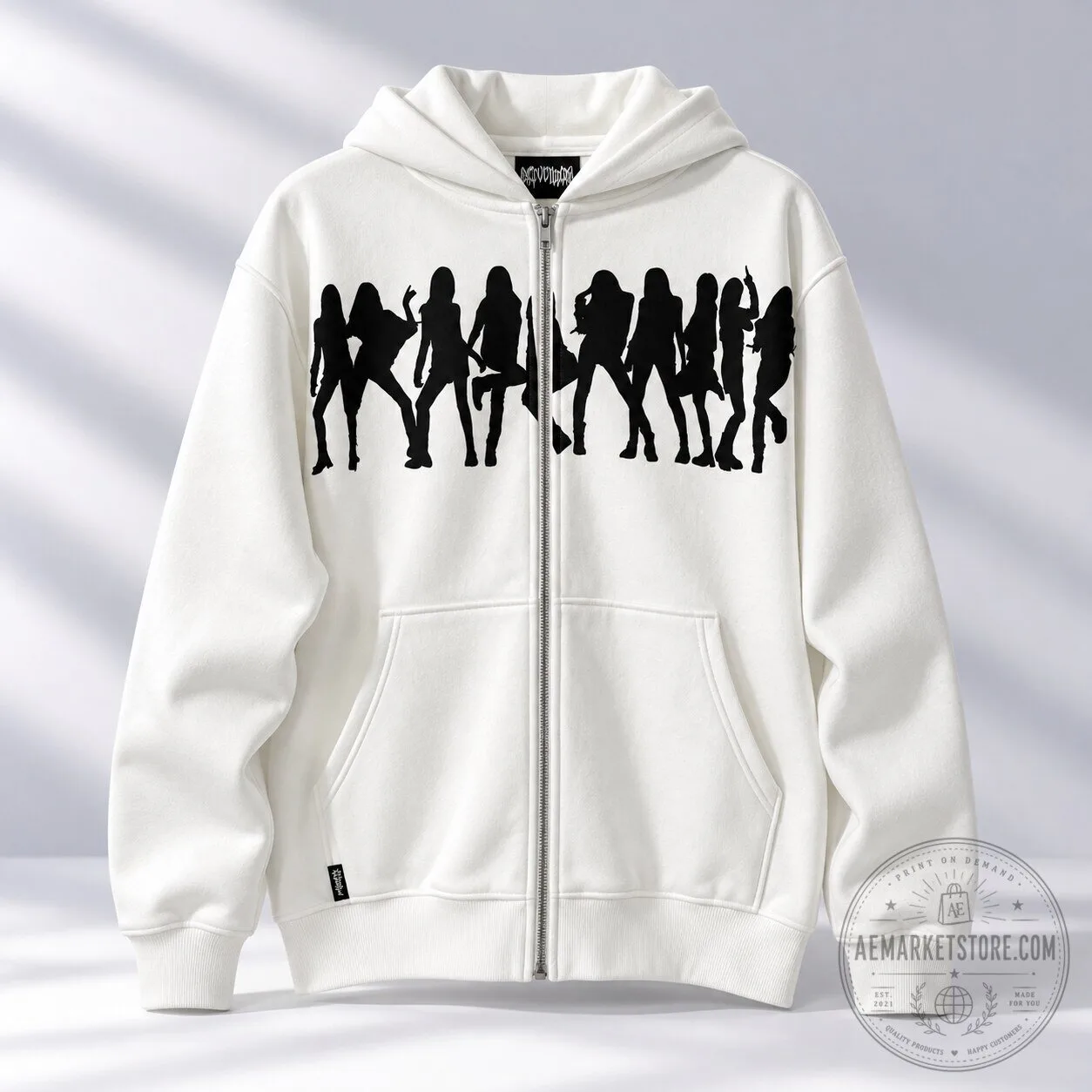 aespa Kpop Member Silhouette Zip Up Hoodie Casual Fan Merch Sweatshirt